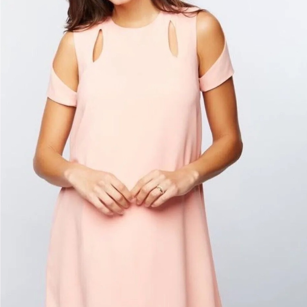 BCBGMaxAzria phyllis shift dress cut outs short sleeve peach coral small